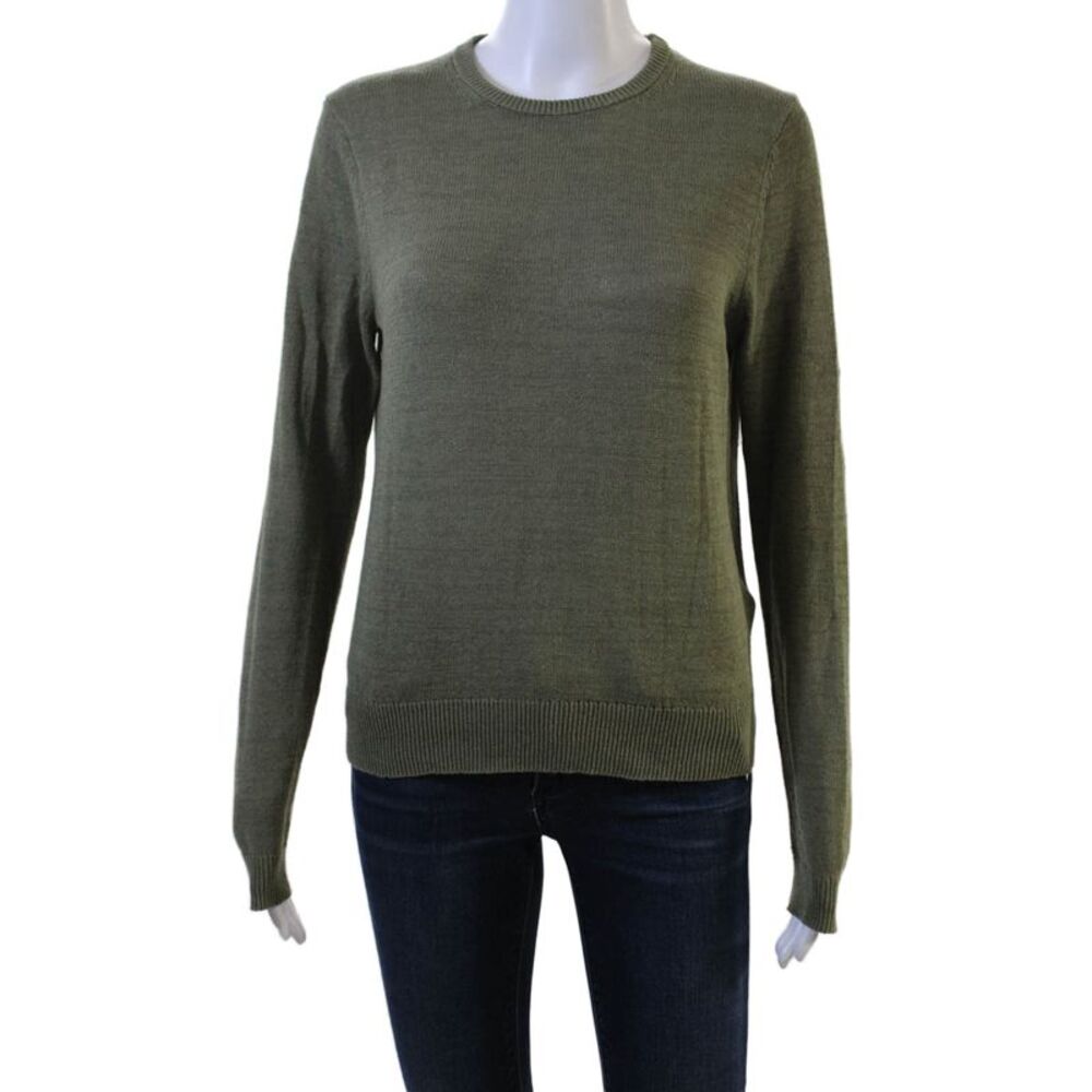 Zara Women Pullover Sweater Army Green Crew Neck Long Sleeve Size S
